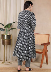 Black Pure Cotton Maternity and Feeding Kurta Set with Dupatta