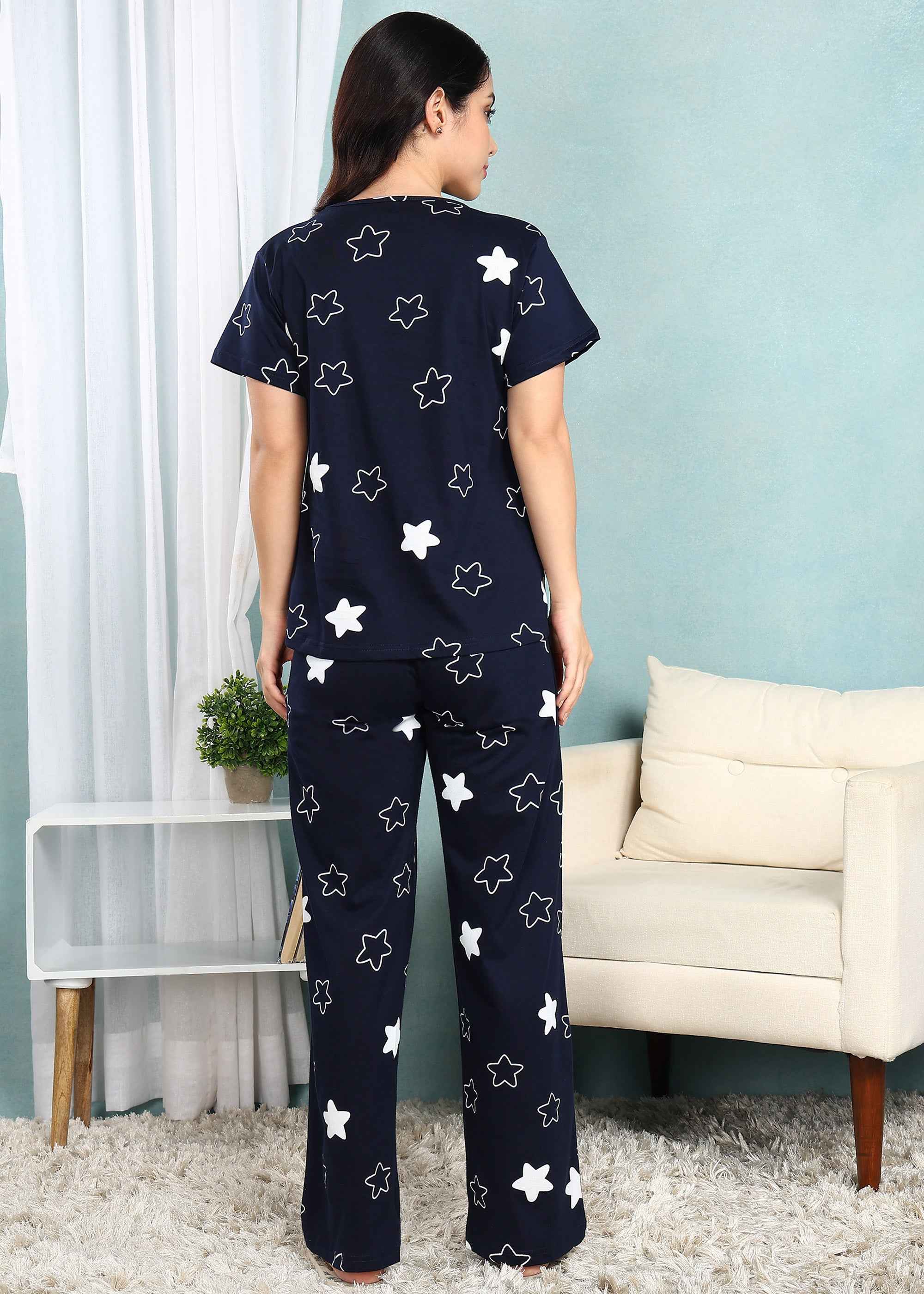 Navy Star Feeding Night Suit