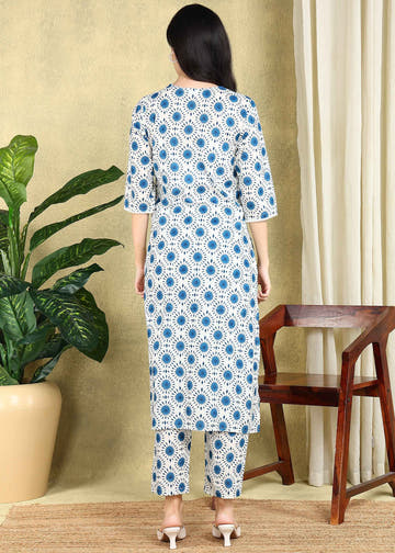 Indigo Shibori Print Straight Feeding Kurta Set