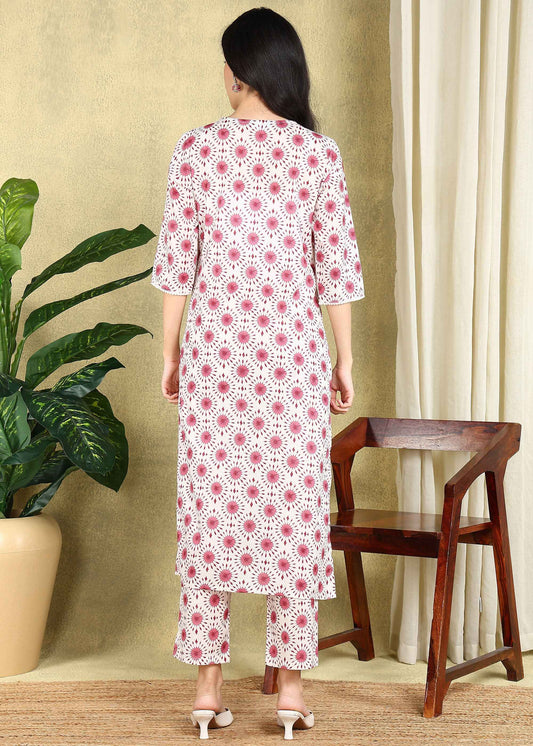Pink Shibori Print Straight Feeding Kurta Set