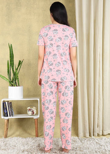 Popcorn Pink Maternity and Feeding Night Suit