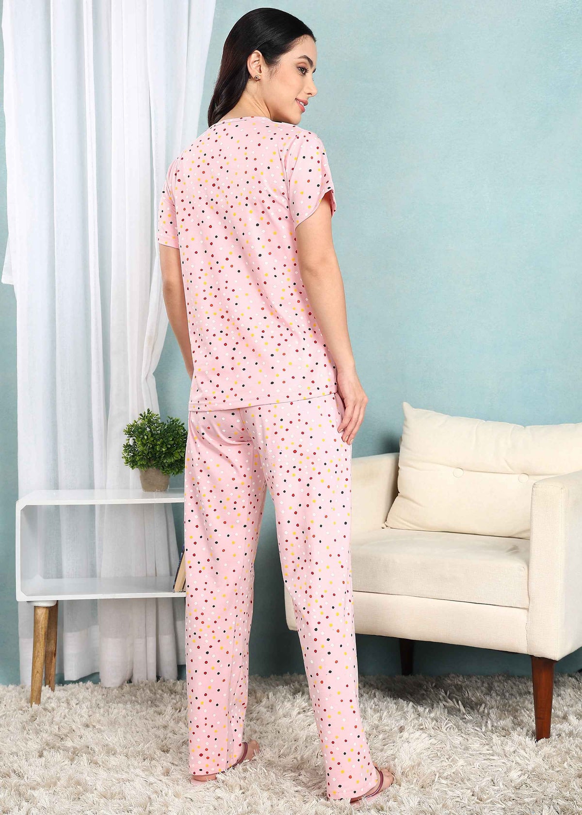 Peach Polka Feeding Night Suit