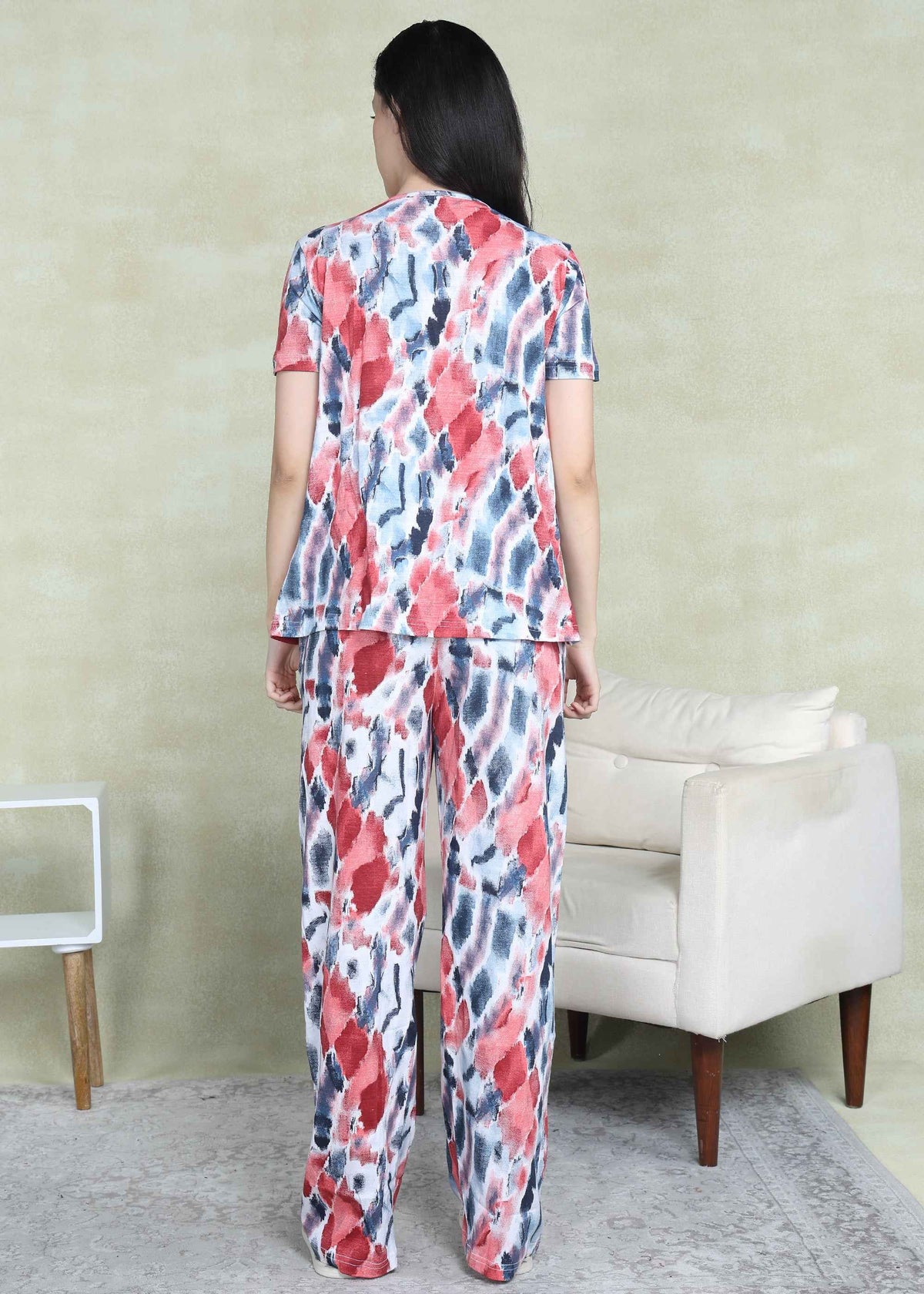 Red Tie-Dye Maternity and Feeding Night Suit
