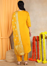 Yellow Festive Straight Feeding Kurta Set with Dupatta