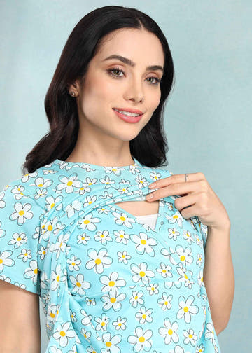 Pastel Floral Feeding Night Suit