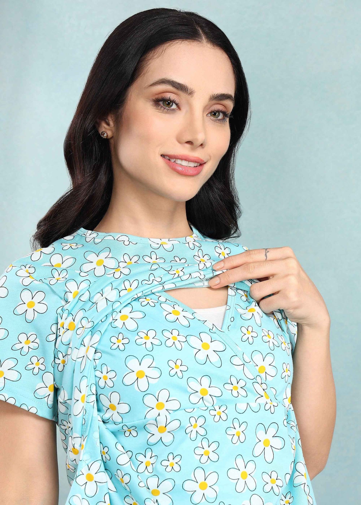 Pastel Floral Feeding Night Suit