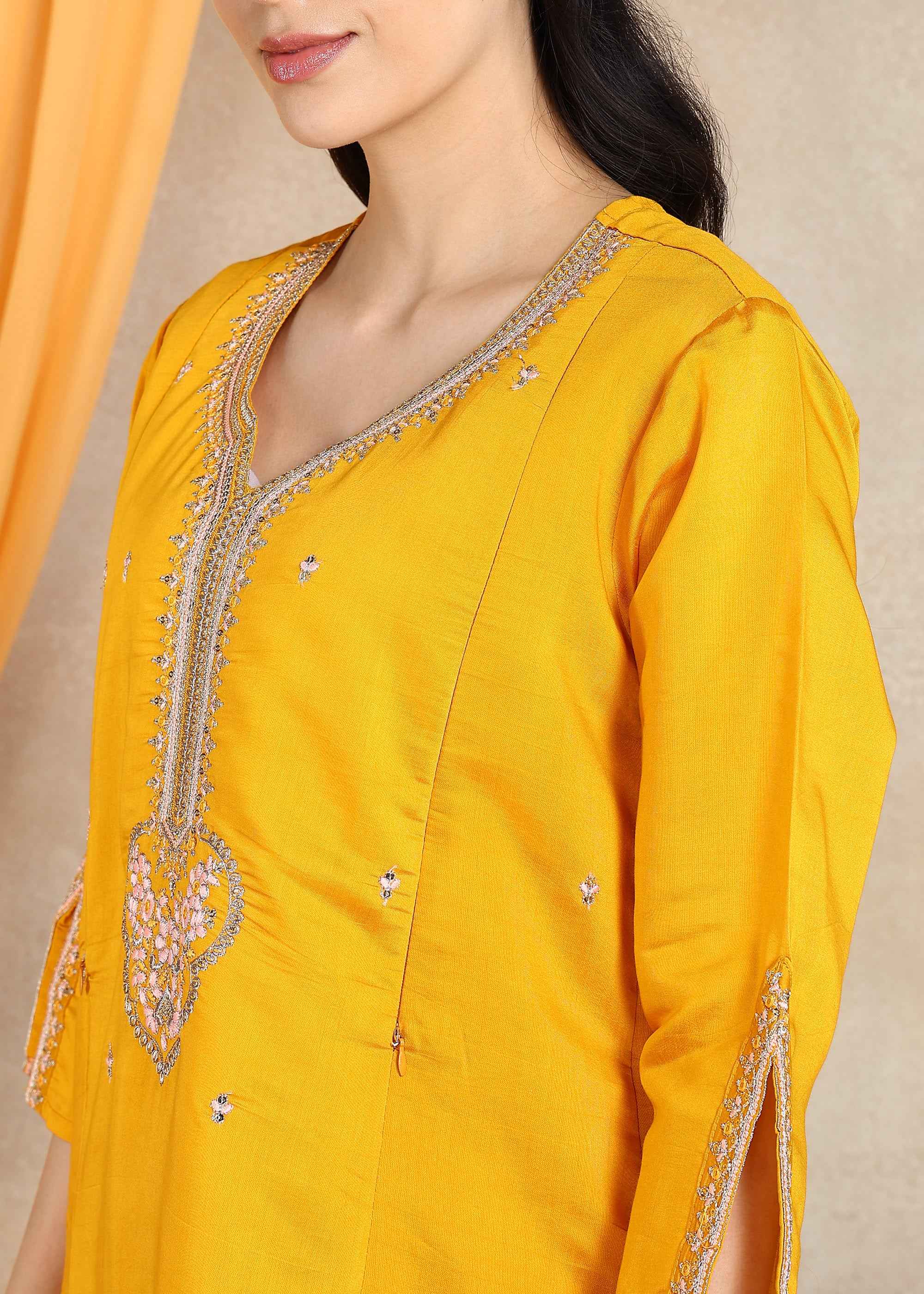 Yellow Festive Straight Feeding Kurta Set with Dupatta