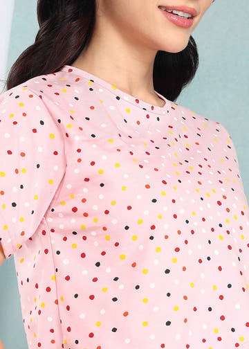 Peach Polka Feeding Night Suit