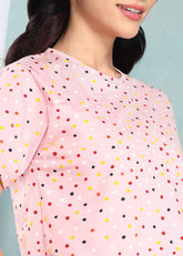 Peach Polka Feeding Night Suit