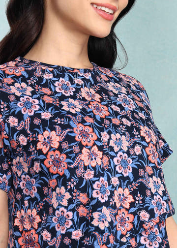 Black Floral Feeding Night Suit