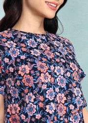 Black Floral Feeding Night Suit