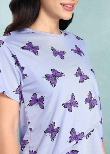 Purple Butterfly Feeding Night Suit