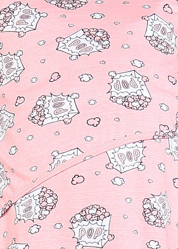 Popcorn Pink Maternity and Feeding Night Suit