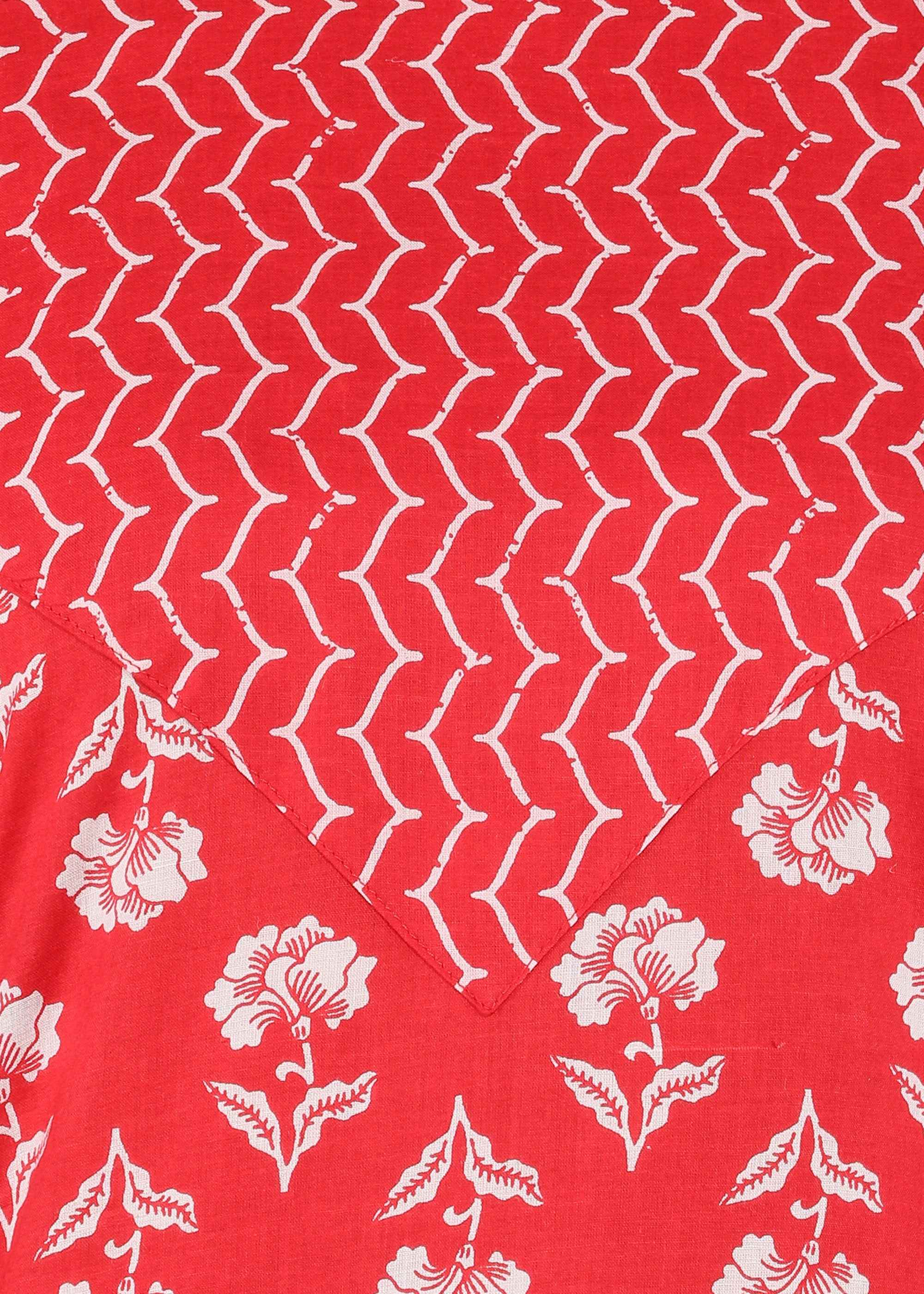 Red Pure Cotton Straight Feeding Kurta Set with Dupatta