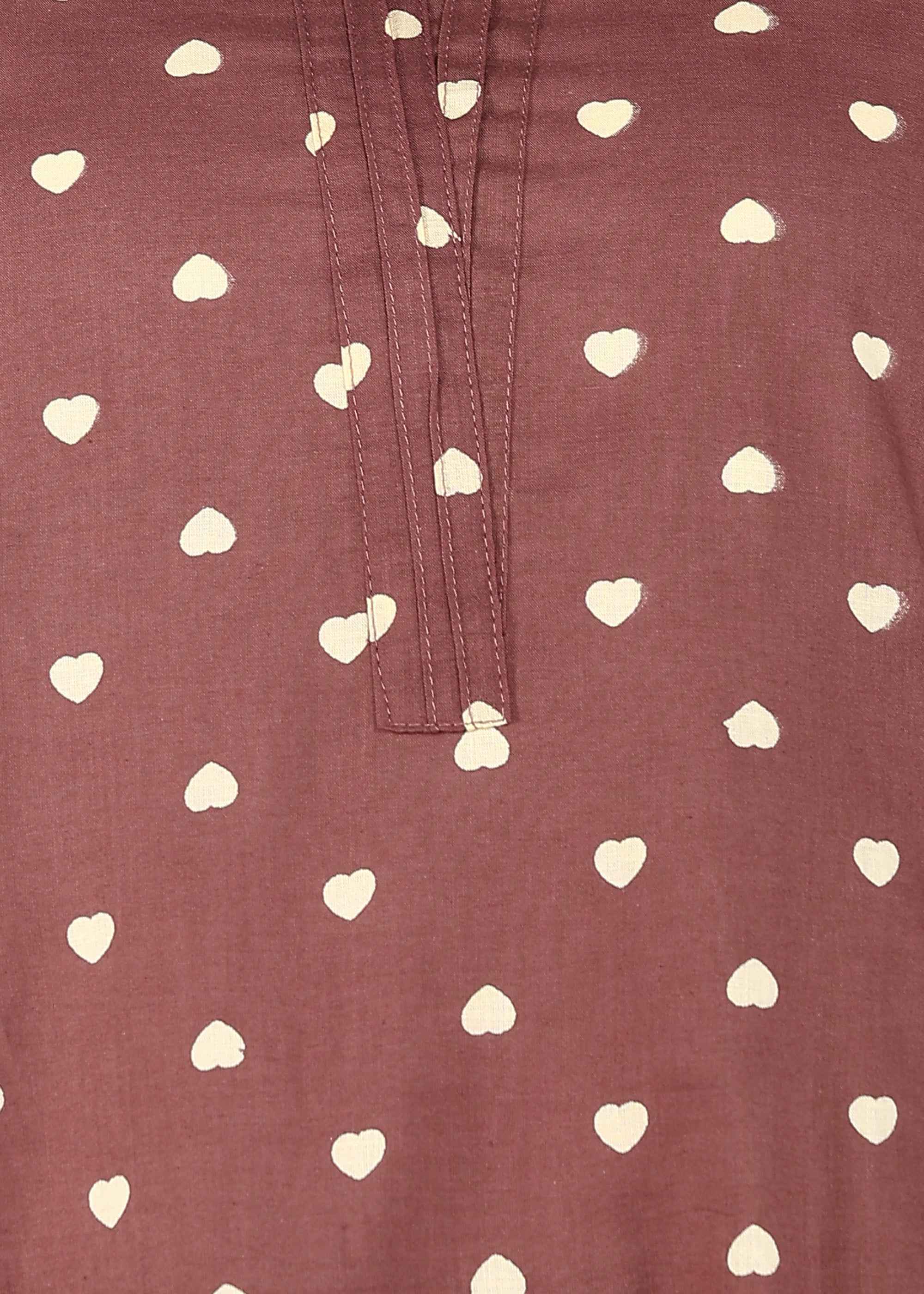 Small Hearts Brown Straight Feeding Kurta Set
