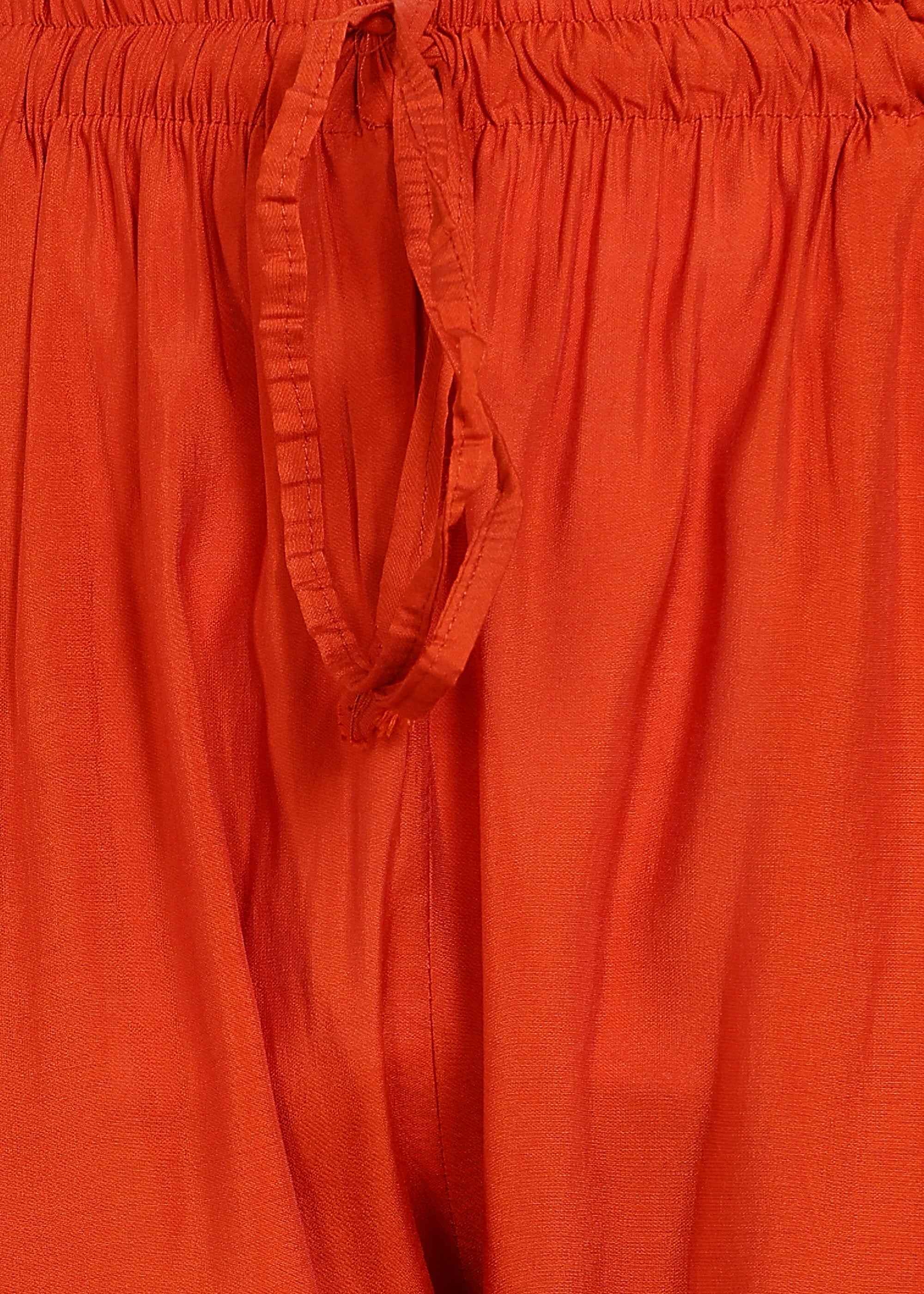Rust Orange Festive Straight Feeding Kurta Set with Dupatta