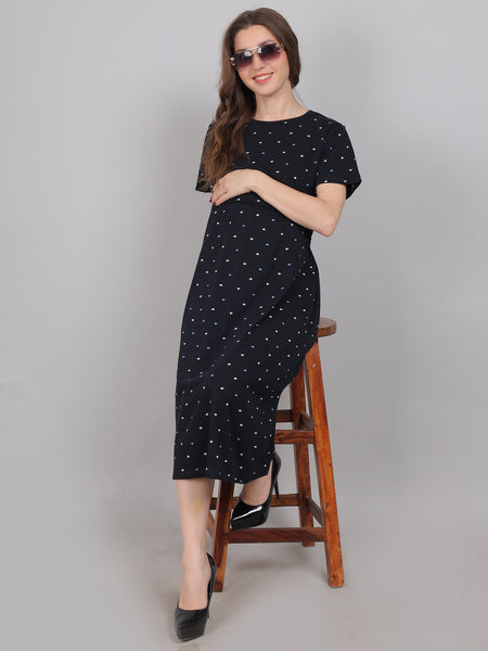 Black-Heart-KnittedCotton-Maternity-Loungewear-Dress