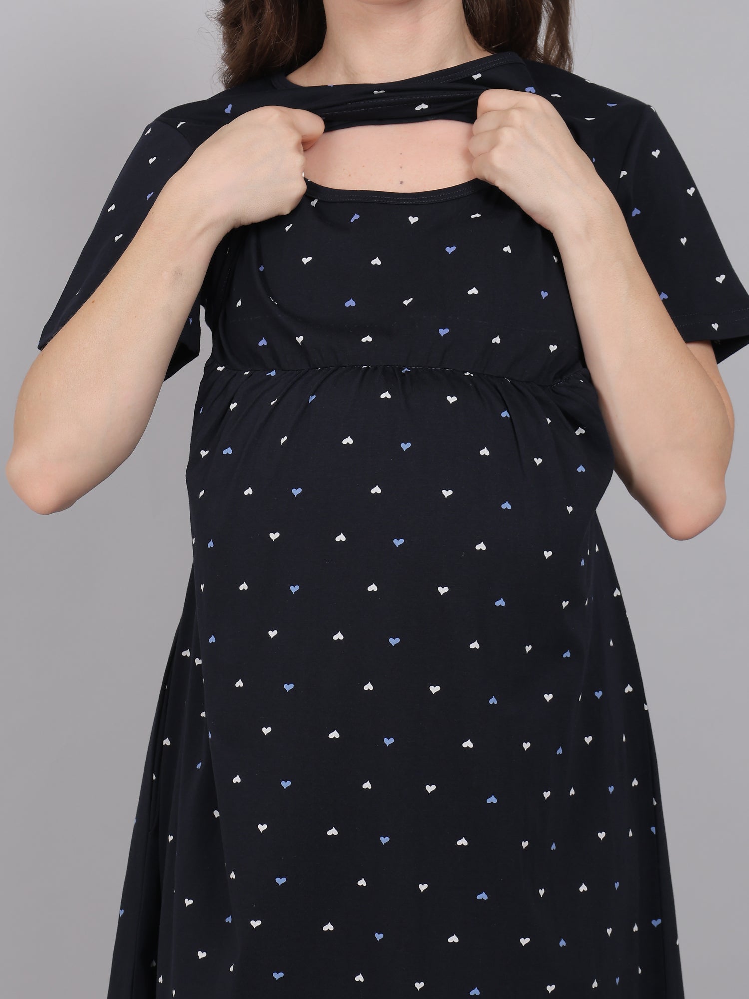 Black-Heart-KnittedCotton-Maternity-Loungewear-Dress