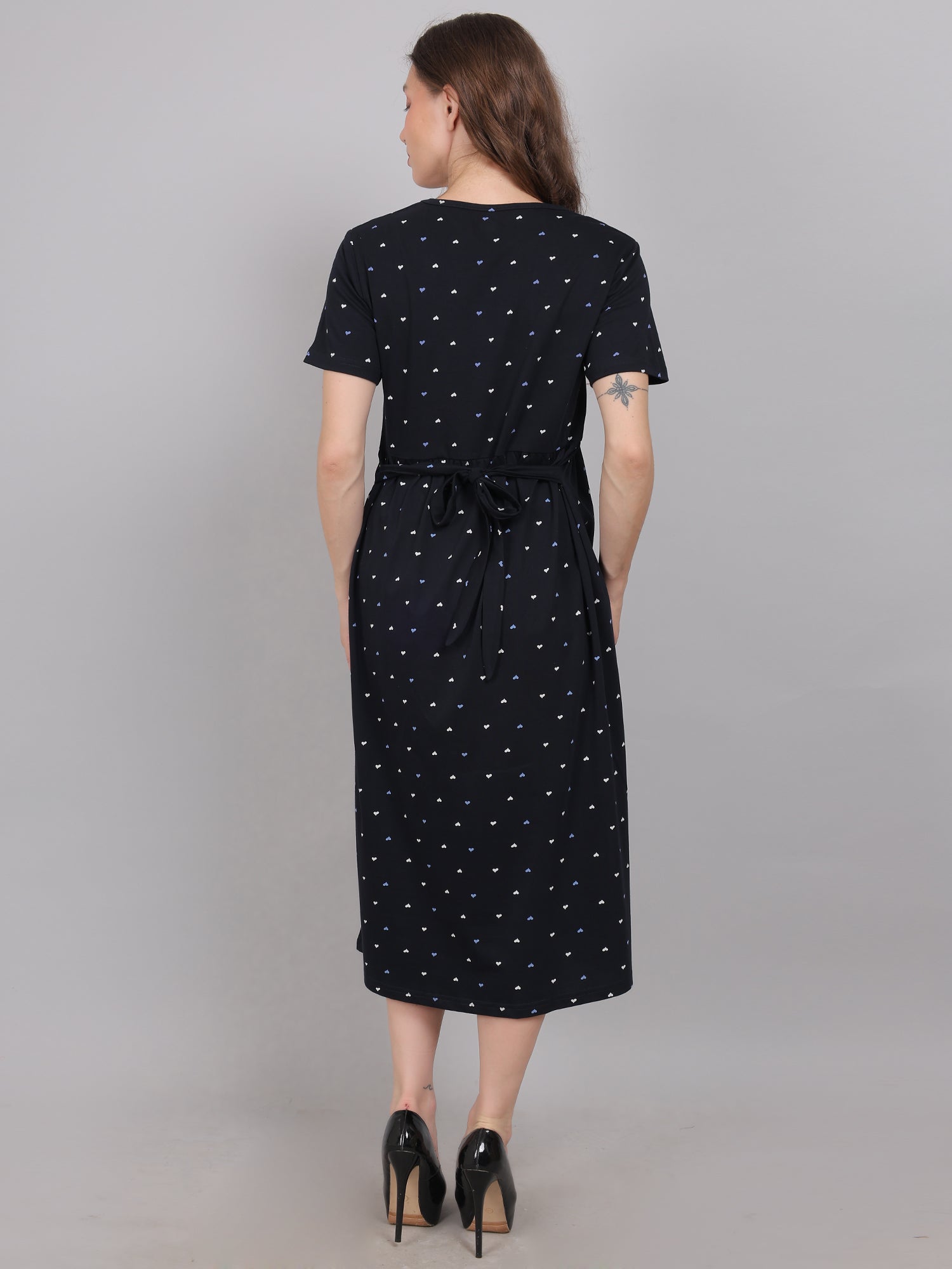 Black-Heart-KnittedCotton-Maternity-Loungewear-Dress