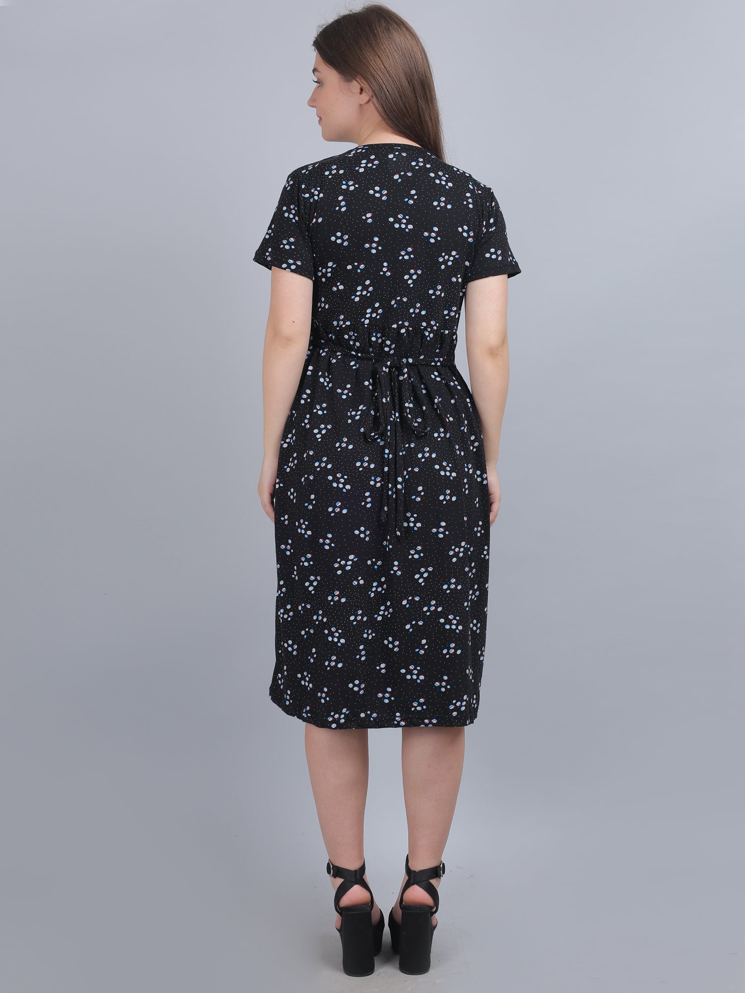 Black-KnittedCotton-Maternity-Loungewear-Dress