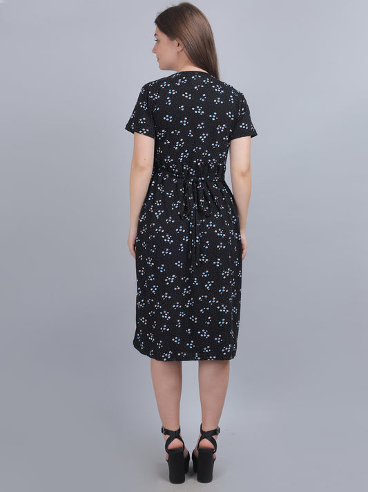 Black-KnittedCotton-Maternity-Loungewear-Dress