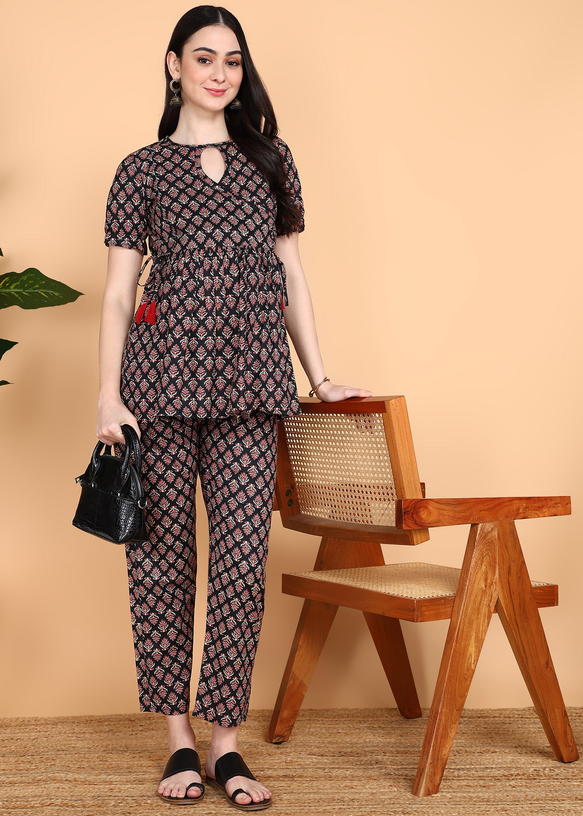 Black-Pure-Cotton-Maternity-Feeding-Co-ord-Set