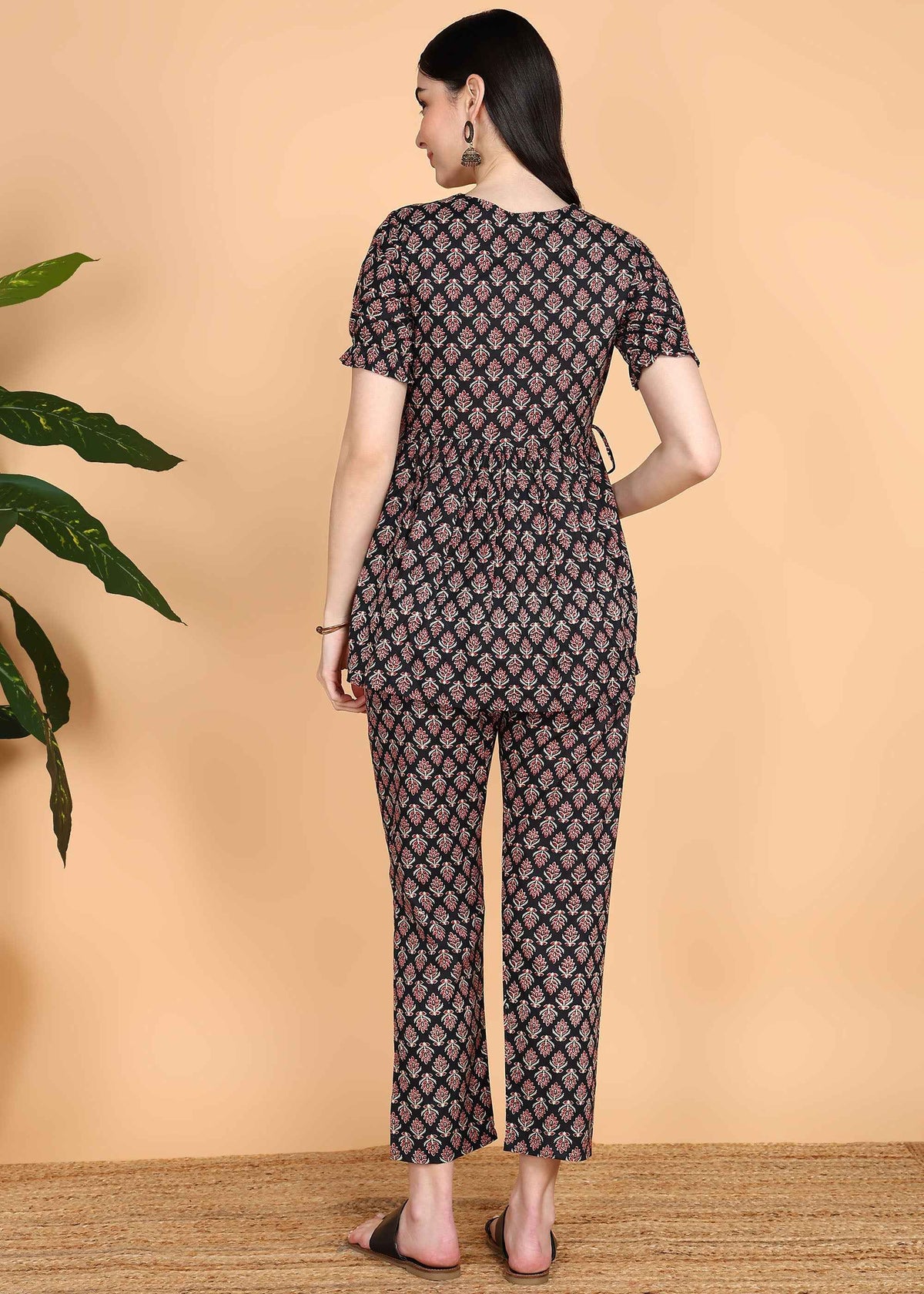 Black Pure Cotton Maternity and Feeding Co-ord Set