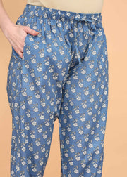 Blue Maternity and Feeding Kurta Set with Dupatta