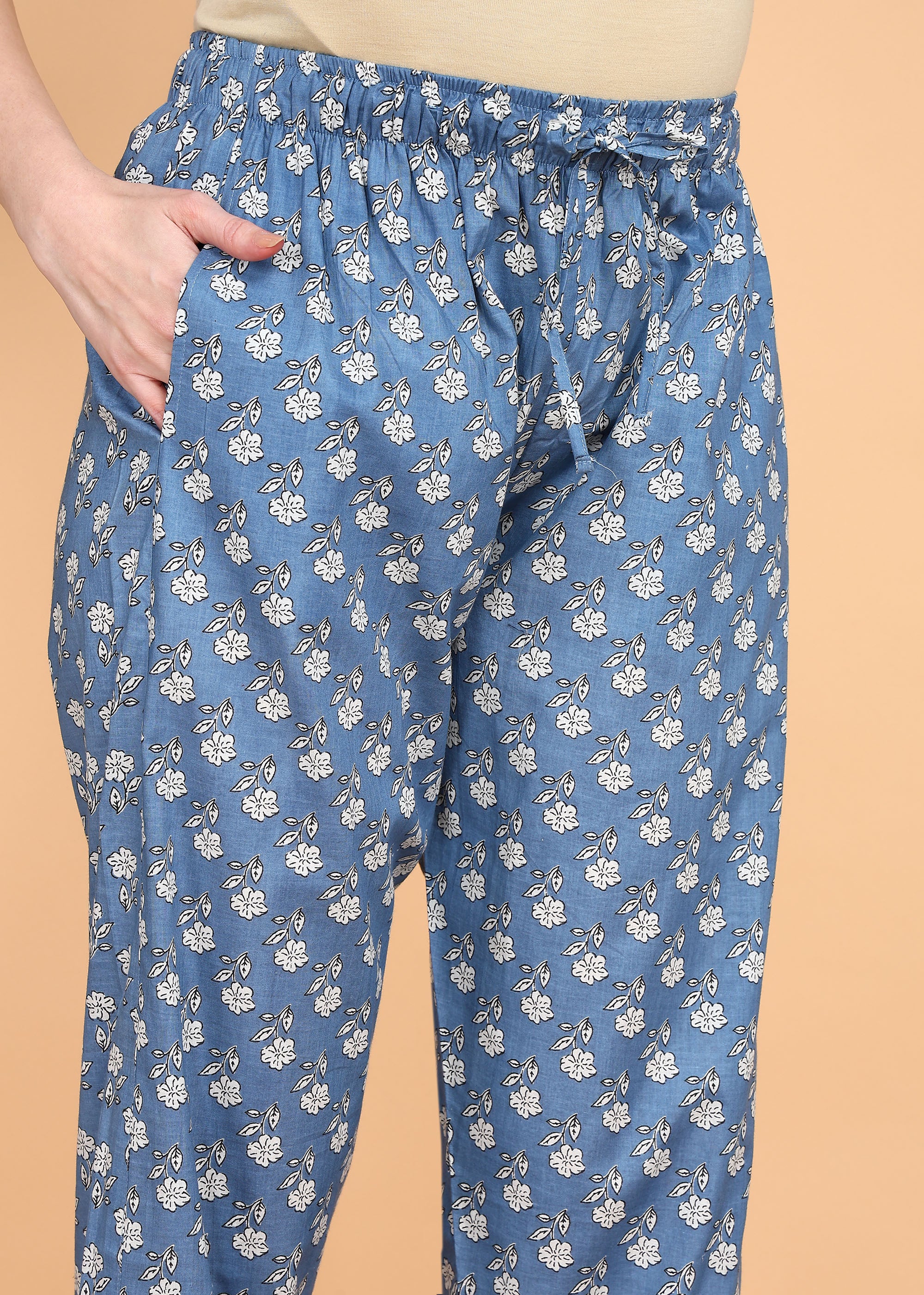 Blue-Floral-Maternity-Feeding-KurtaSet-Dupatta