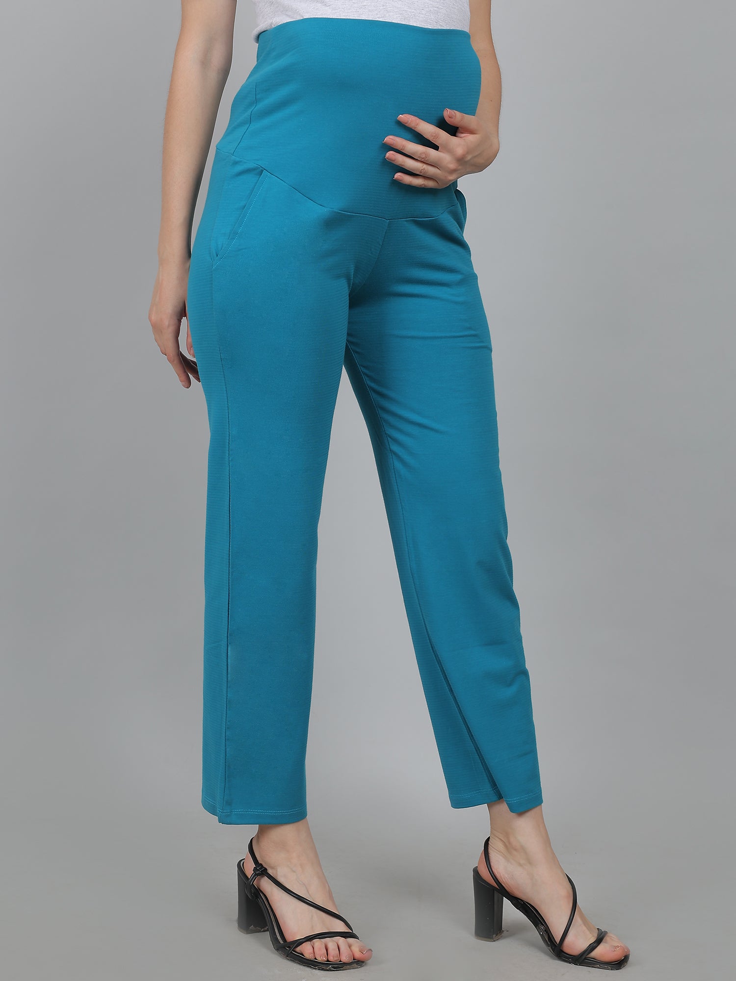 Blue-Supima-Cotton-Maternity-Pants-Trousers