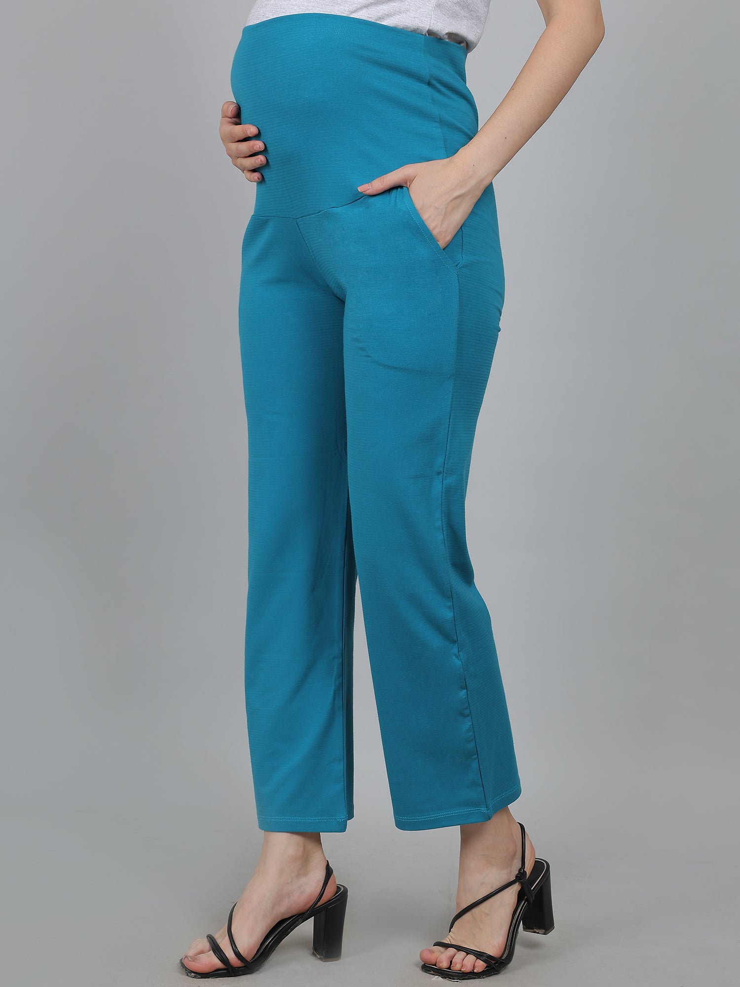Blue-Supima-Cotton-Maternity-Pants-Trousers