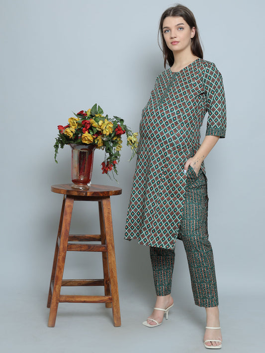 BottleGreen-PureCotton-Straight-Feeding-KurtaSet
