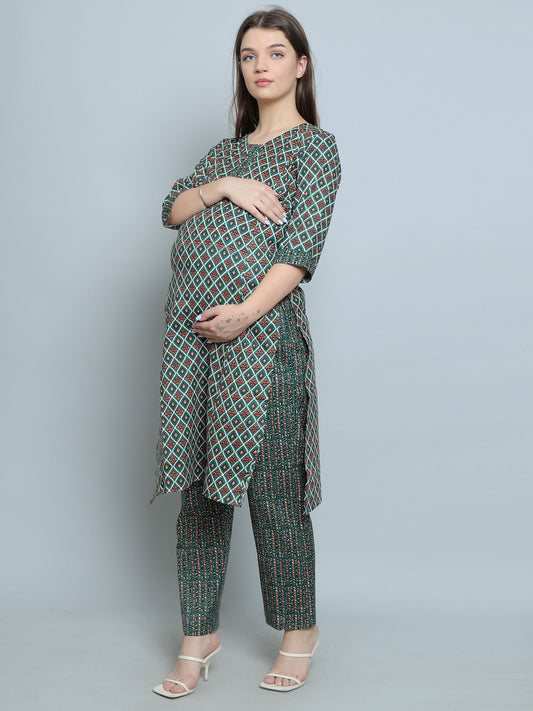 BottleGreen-PureCotton-Straight-Feeding-KurtaSet