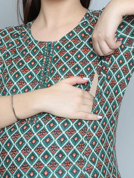 BottleGreen-PureCotton-Straight-Feeding-KurtaSet