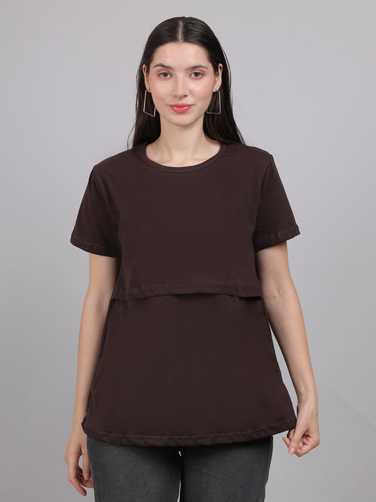 Brown-Zipless-Feeding-T-Shirt-Top