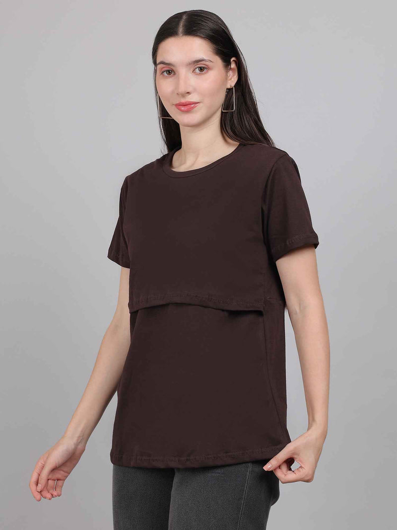 Brown Zipless Feeding T-Shirt