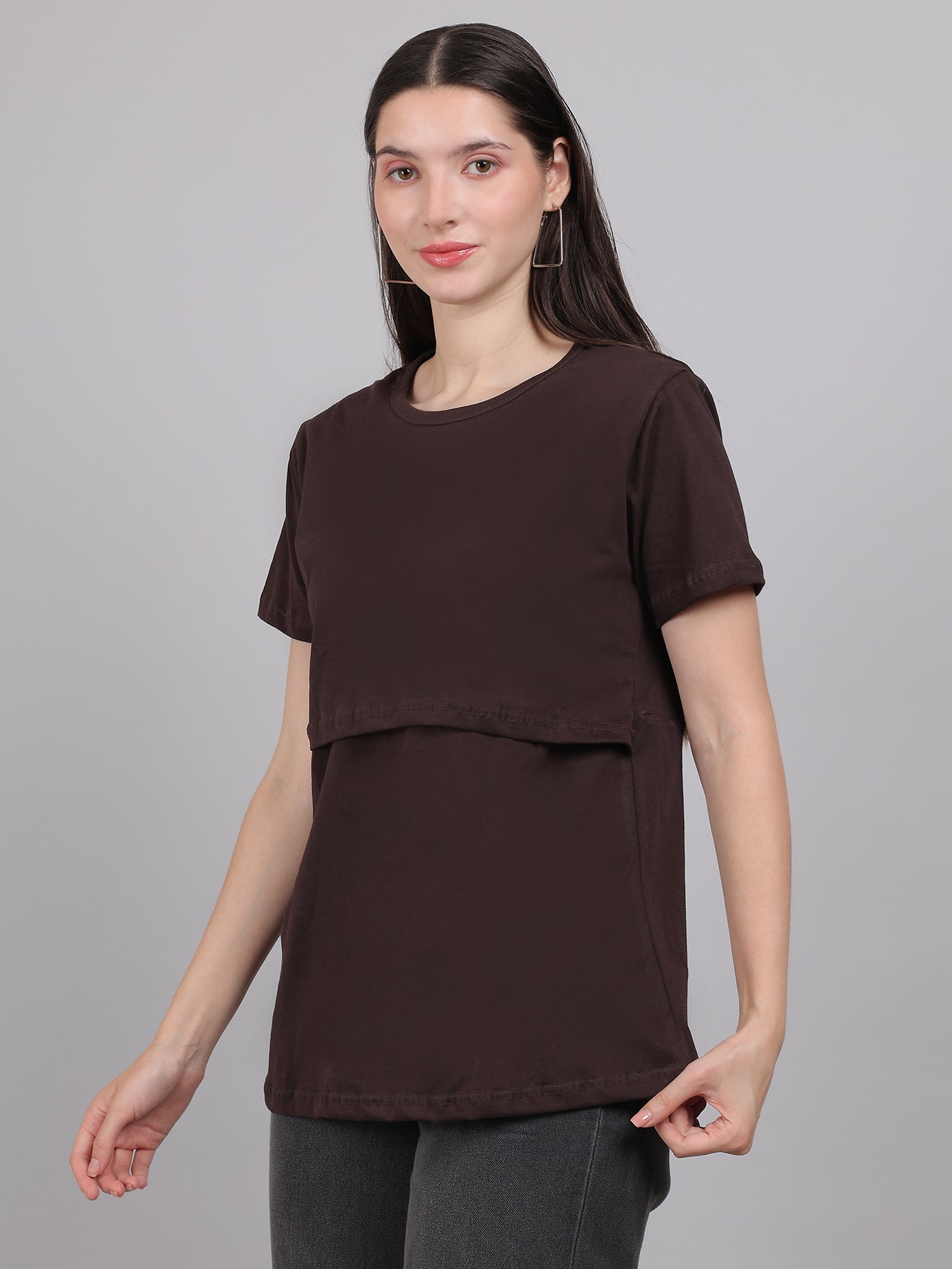 Brown-Zipless-Feeding-T-Shirt-Top