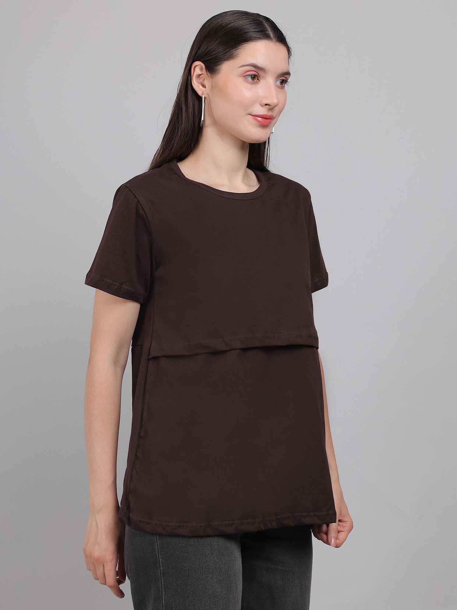 Brown-Zipless-Feeding-T-Shirt-Top