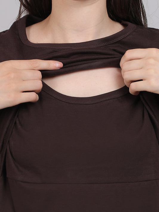 Brown-Zipless-Feeding-T-Shirt-Top