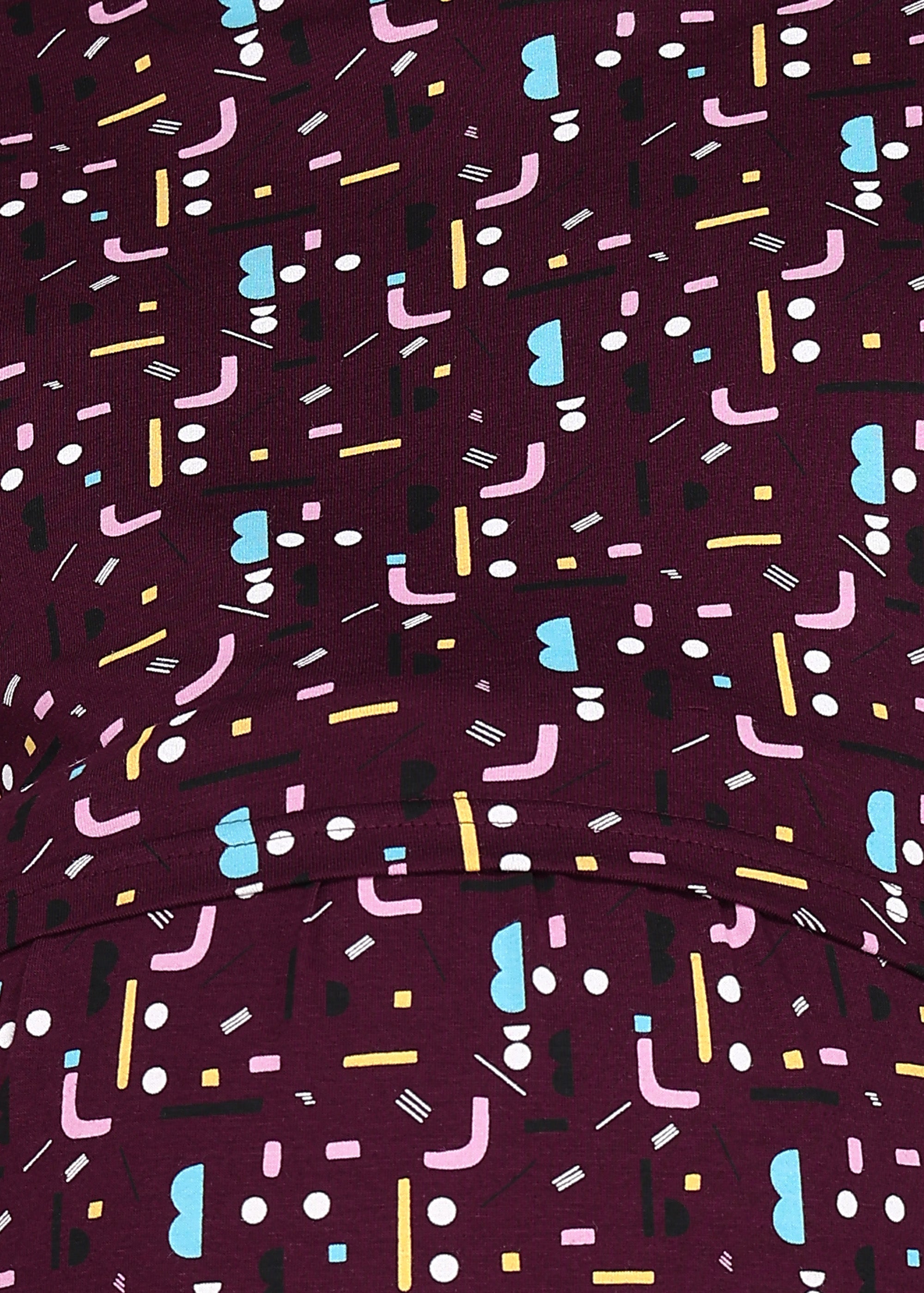 Burgundy-KnittedCotton-Maternity-Loungewear-Dress