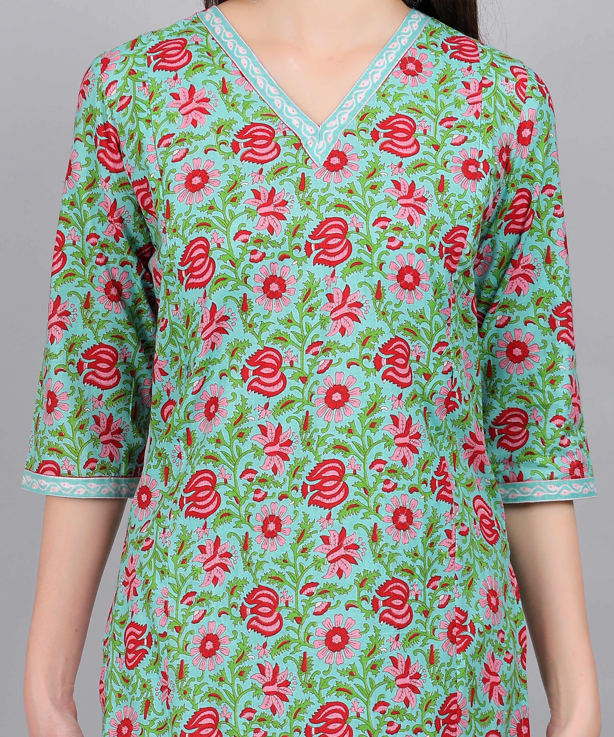 Green-Floral-PureCotton-Straight-Feeding-KurtaSet-Dupatta