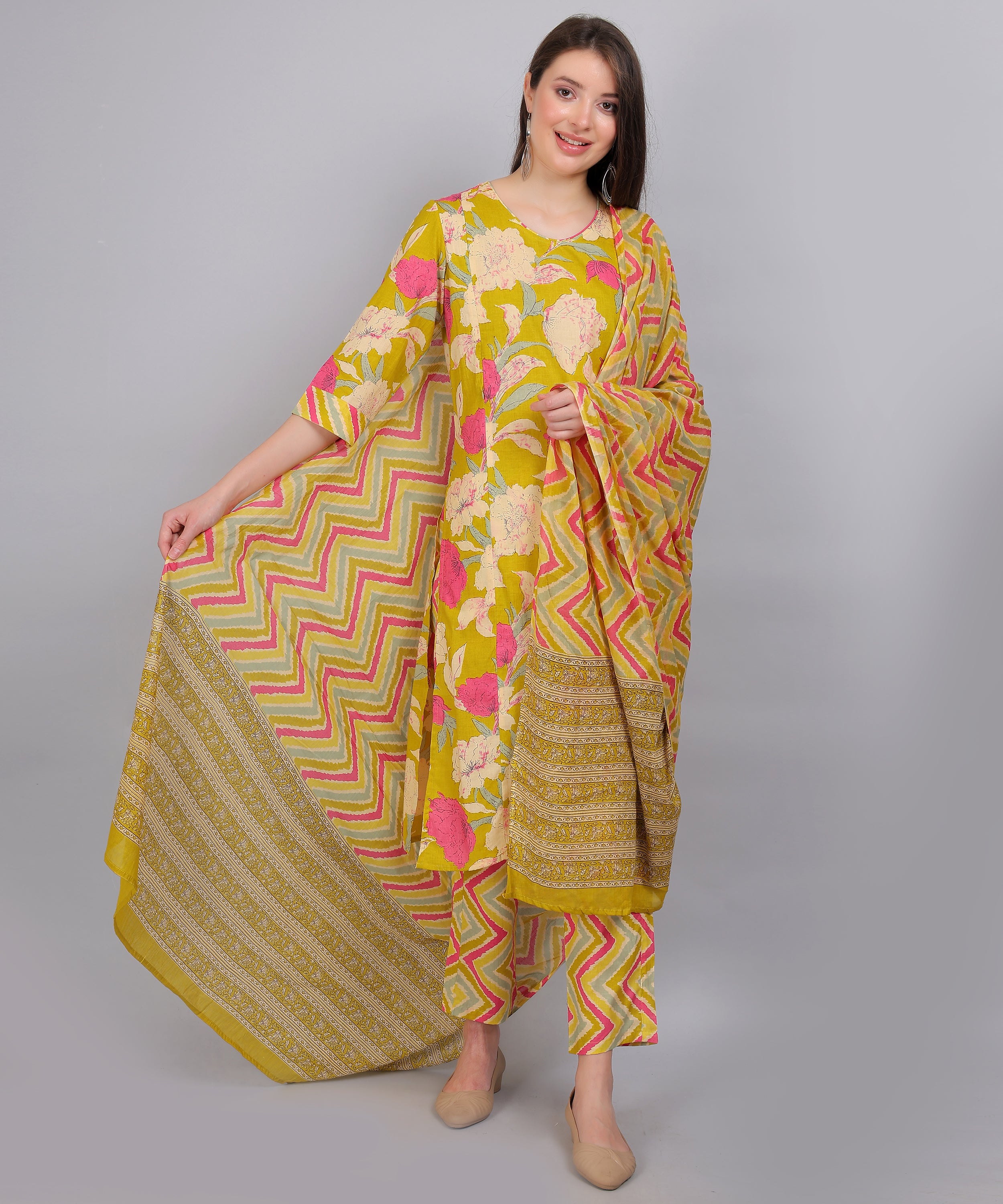 Green-PureCotton-StraightFeeding- KurtaSet-with-Dupatta