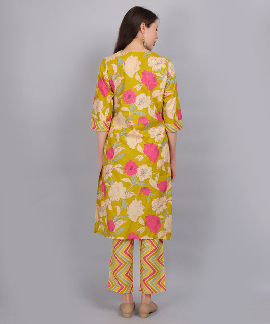 Green-PureCotton-StraightFeeding- KurtaSet-with-Dupatta