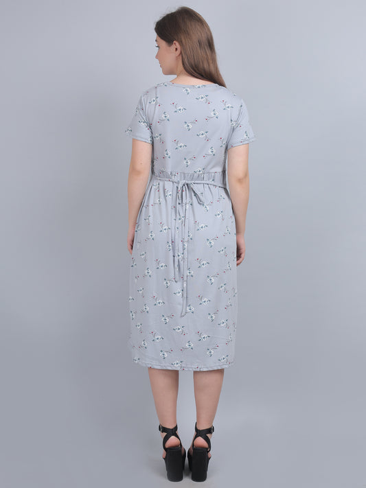 Grey-KnittedCotton-Maternity-Loungewear-Dress