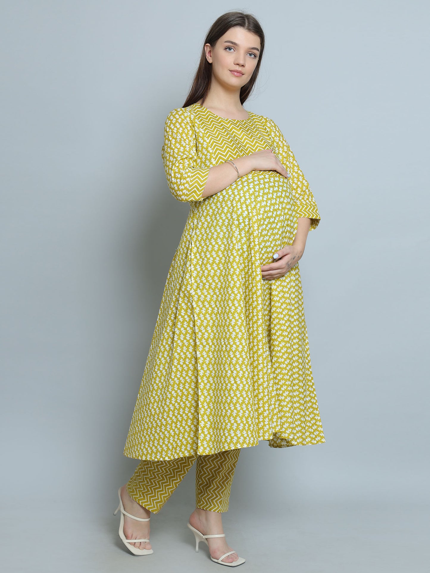 Maternity and Feeding Kurta Set | Pure Cotton |  Mustard