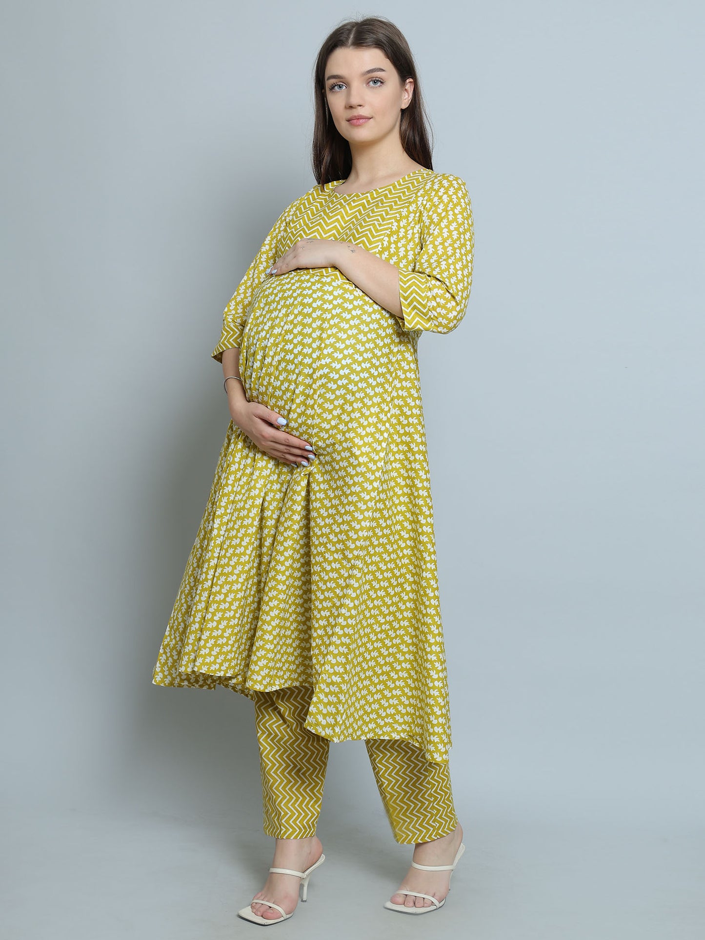 Maternity and Feeding Kurta Set | Pure Cotton |  Mustard