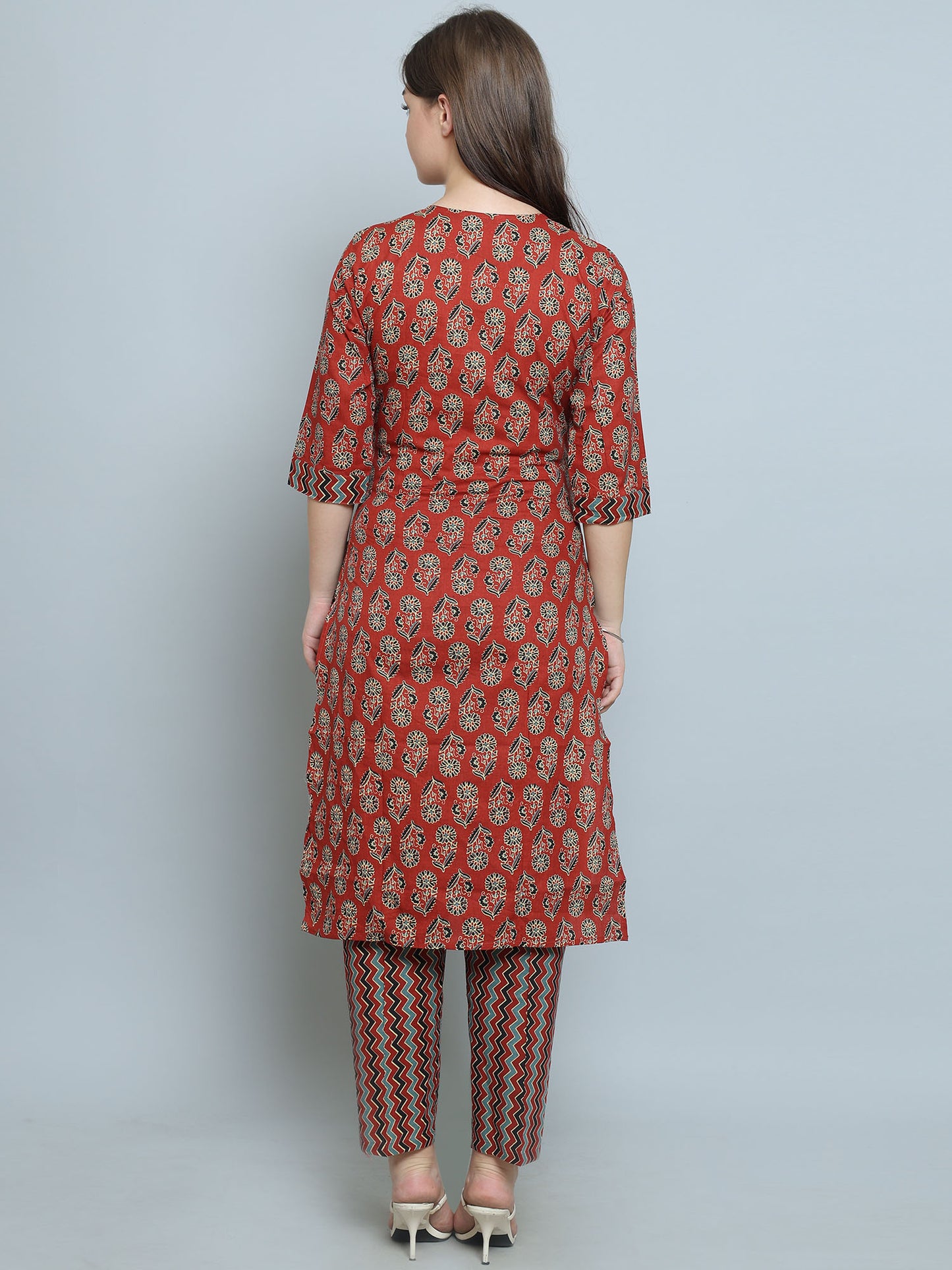Straight Feeding Kurta Set | Pure Cotton | Red