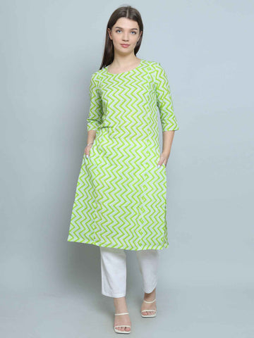 Green Pure Cotton Straight Feeding Kurta Set