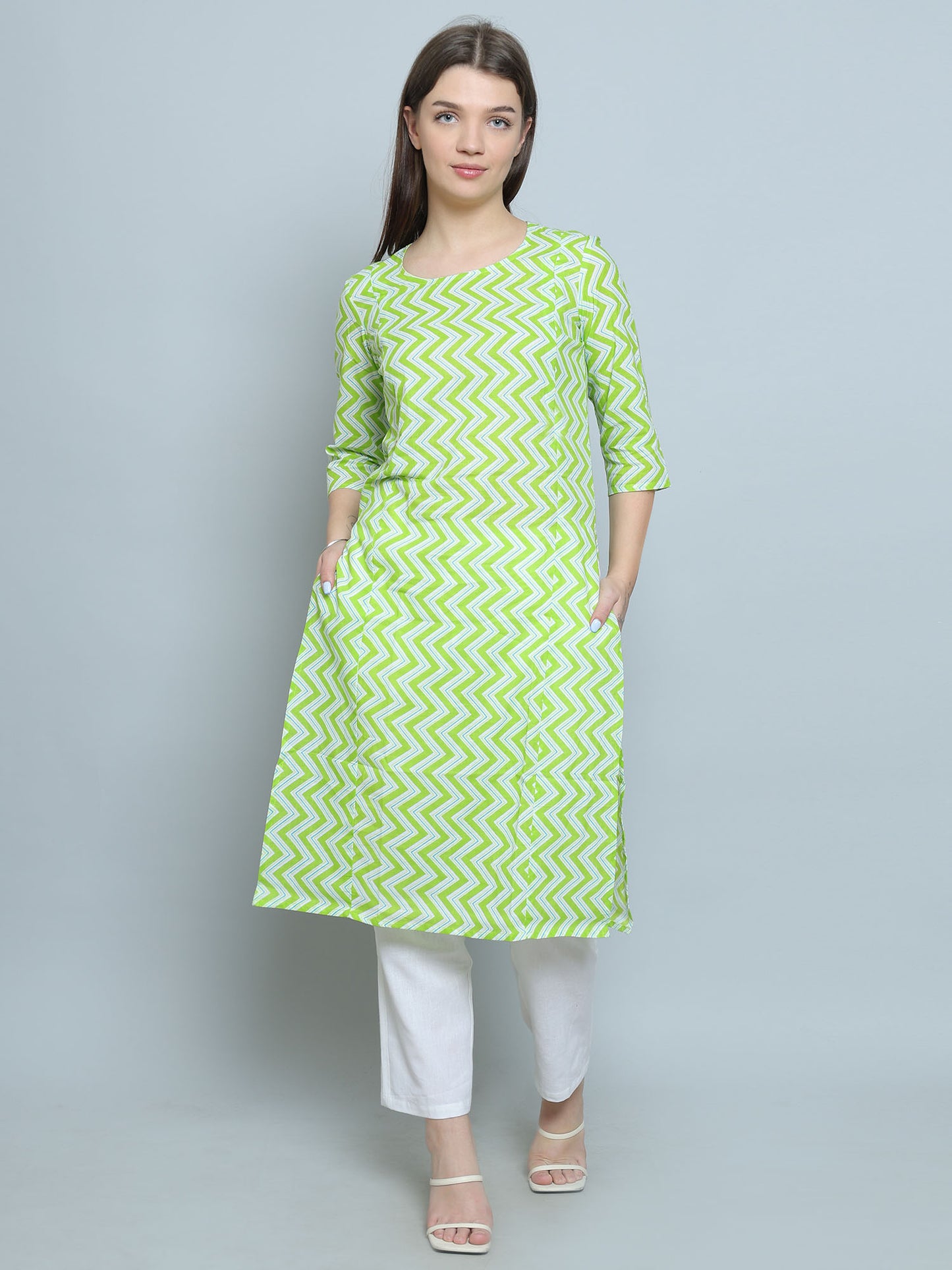 Straight Feeding Kurta Set | Pure Cotton | Green
