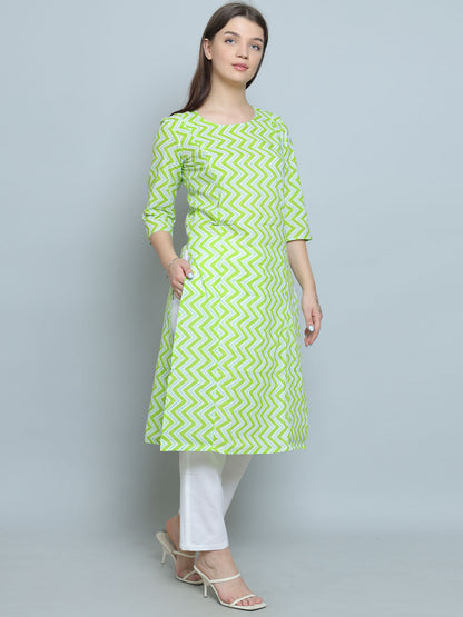 Straight Feeding Kurta Set | Pure Cotton | Green